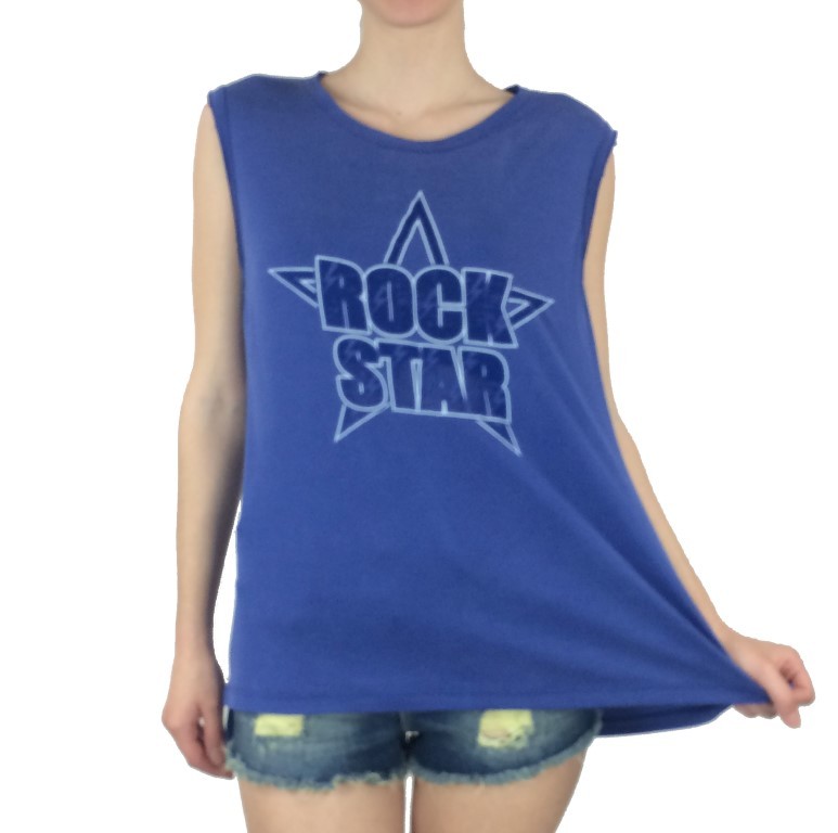 Ασύμμετρη αμάνικη μπλούζα Rock Star 1150027 (Μπλε)